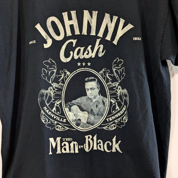 Johnny Cash Men's T-Shirt Black, 100% Cotton XL, Crew Neck, The Man in Black - Picture 3 of 11